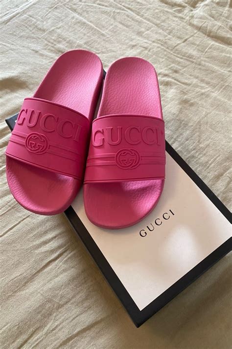 gucci slides hot pink|pink Gucci slides nordstrom.